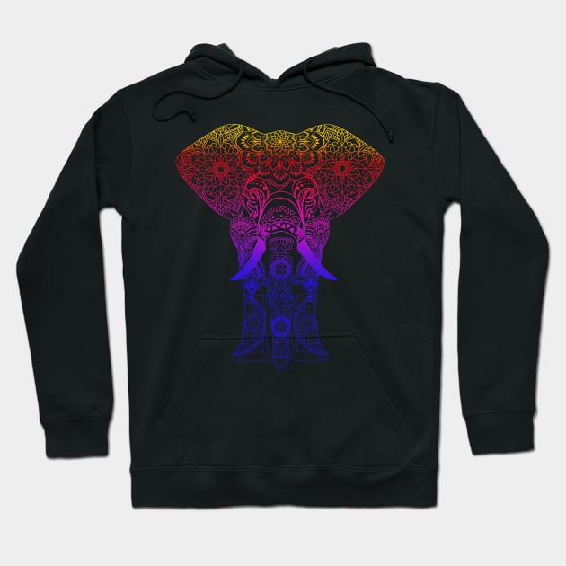 Colorful Mandala Elephant Dark Hoodie by Bluepress